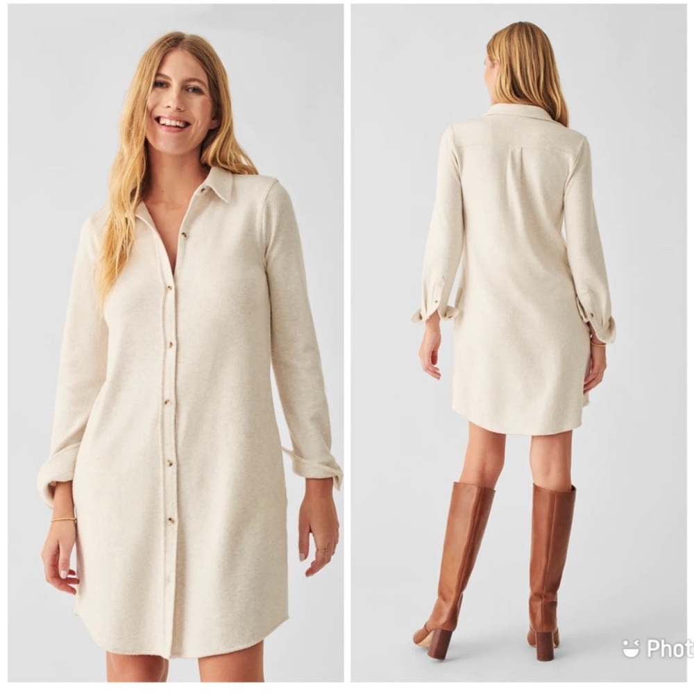 Faherty Women’s Beige Long Sleeve Dress - Small